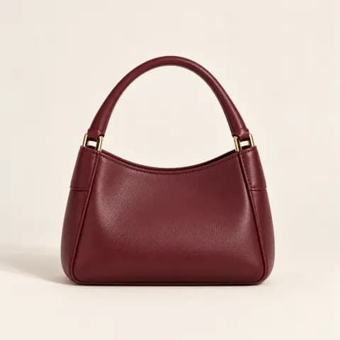 Reference photo of the burgundy handbag used in the campaign