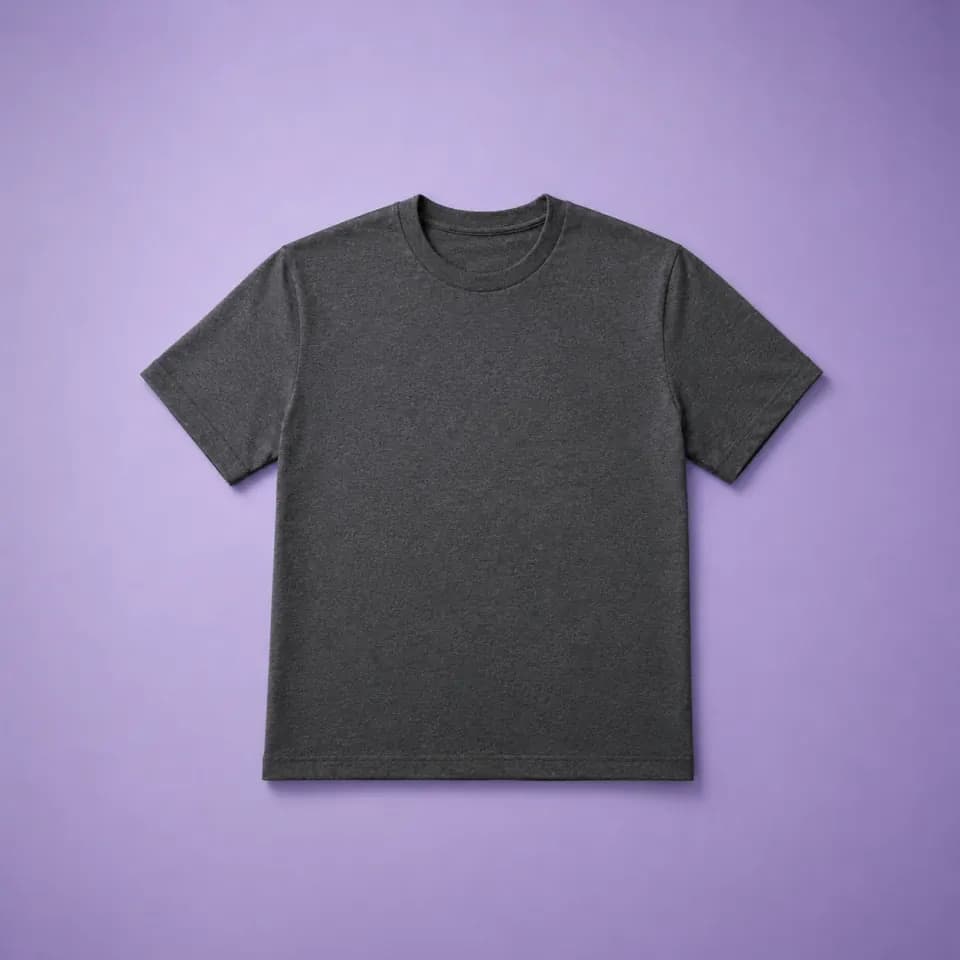The same grey T-shirt on a clean studio background